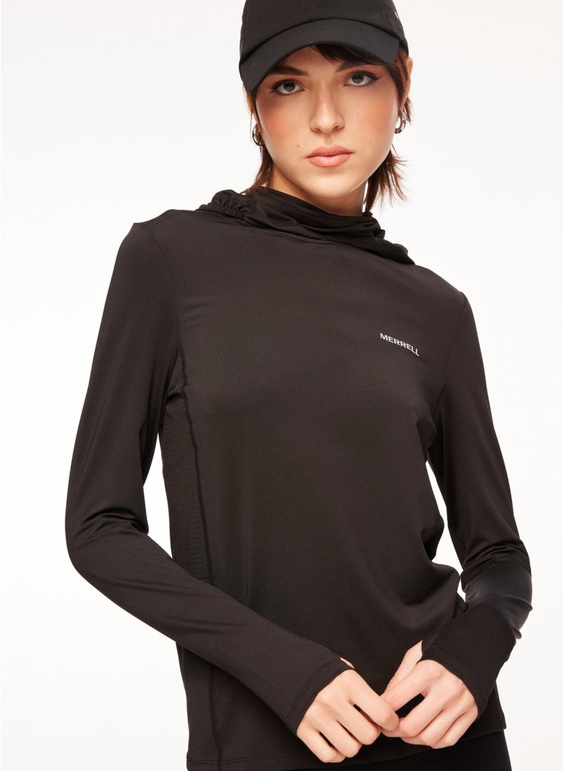 Black Women's Hooded Collar Sweatshirt M23TOTALTOTAL