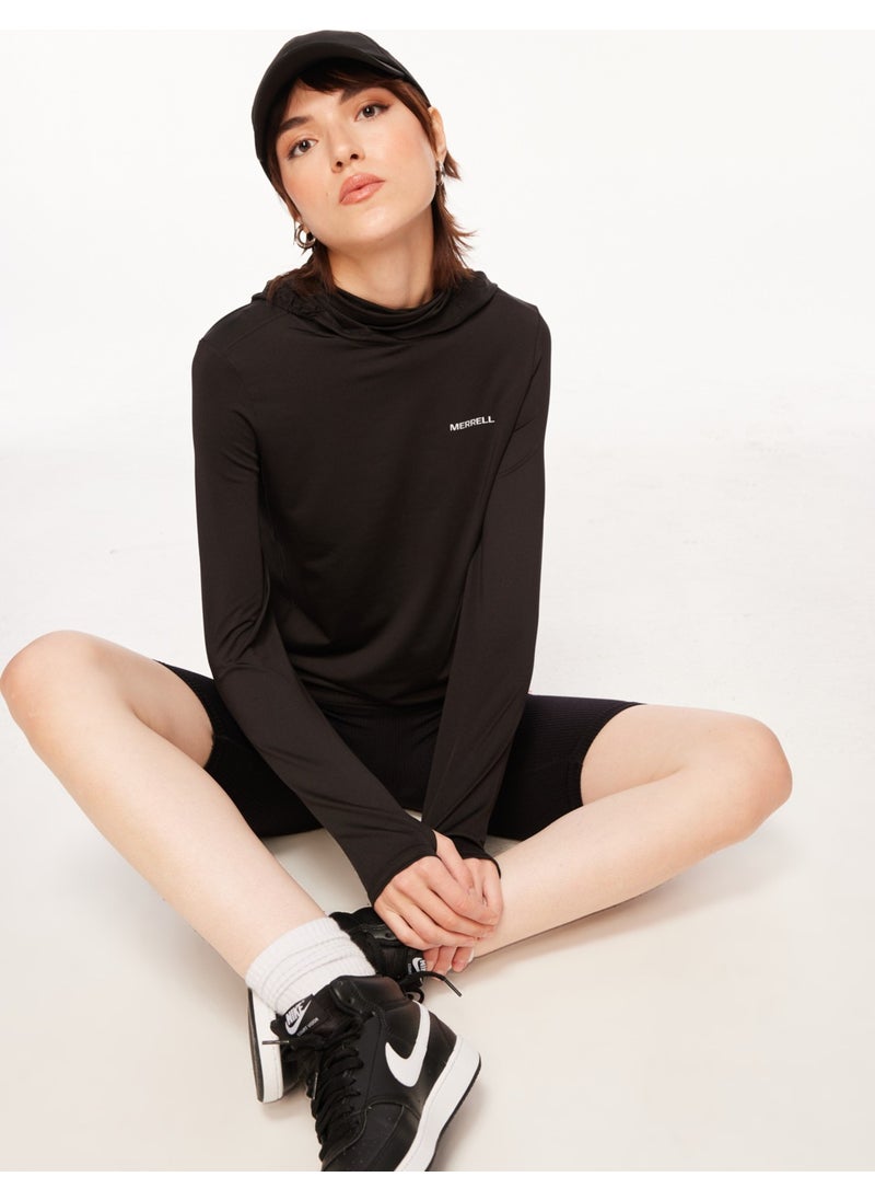 Black Women's Hooded Collar Sweatshirt M23TOTALTOTAL