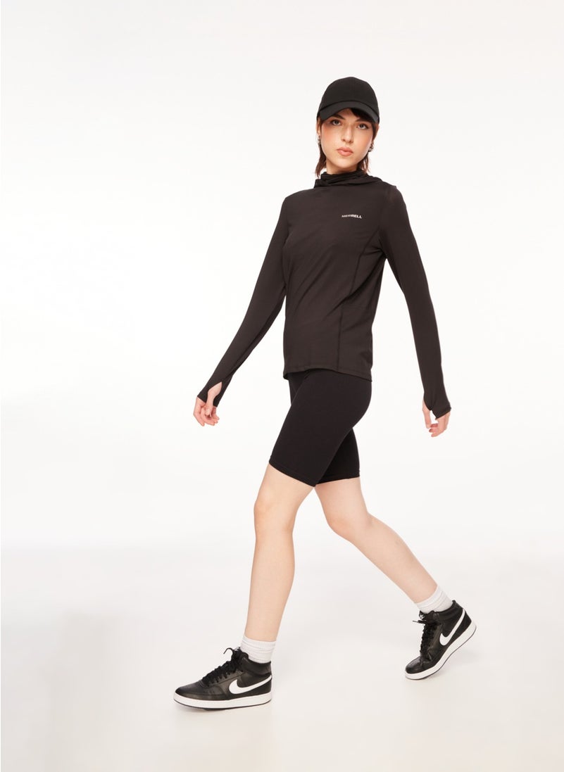 Black Women's Hooded Collar Sweatshirt M23TOTALTOTAL