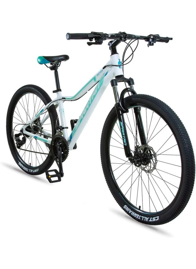 Moraine Mountain & Commuting Bike | 27.5 inch wheel size | 21 Speed Shimano gear| for Adult| White