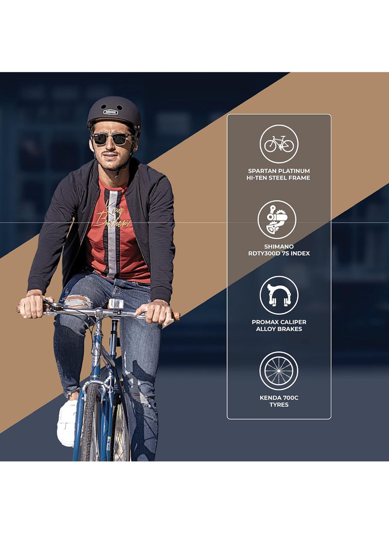 Platinum City bike for Men | 27.5 inch wheel size|7-Speed Shimano Gears| Cruiser Bike for adults | Navy