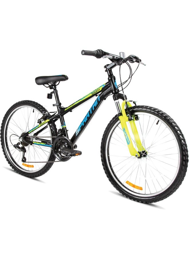 Galaxy Mountain Bicycle | 24 inch wheel size | 21 speed Shimano gears |For teens and adults |Black & Yellow