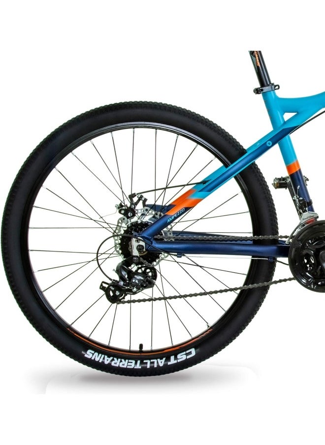 Ampezzo Men's Mountain bike| 27.5 inch wheel size |21 Speed Shimano gear| for Adult | Blue