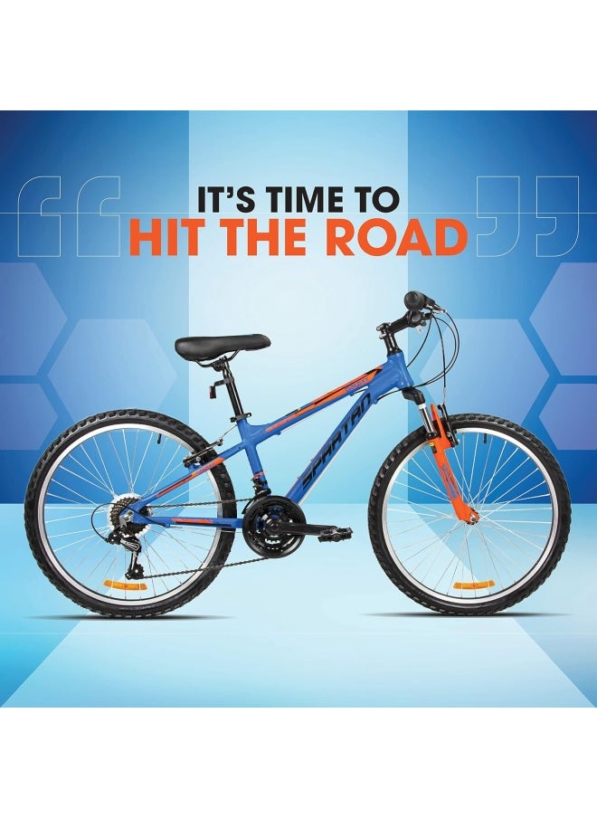 Galaxy Mountain Bicycle | 24 inch wheel size | 21 speed Shimano gears |For teens and adults |Blue & Orange