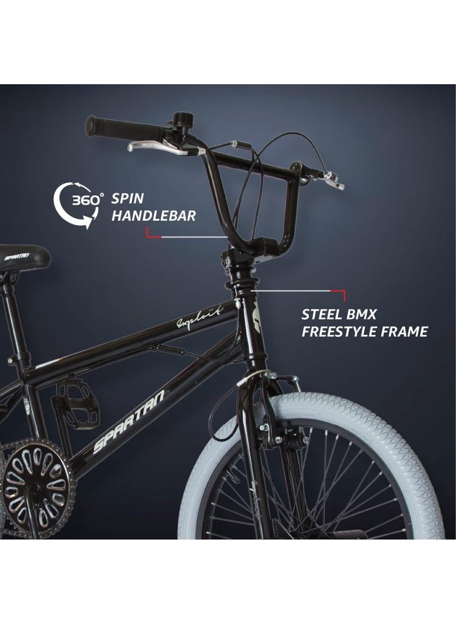 Exploit BMX Bicycle | 20 inch wheel size | single speed bike | For teens| Black Glossy finish