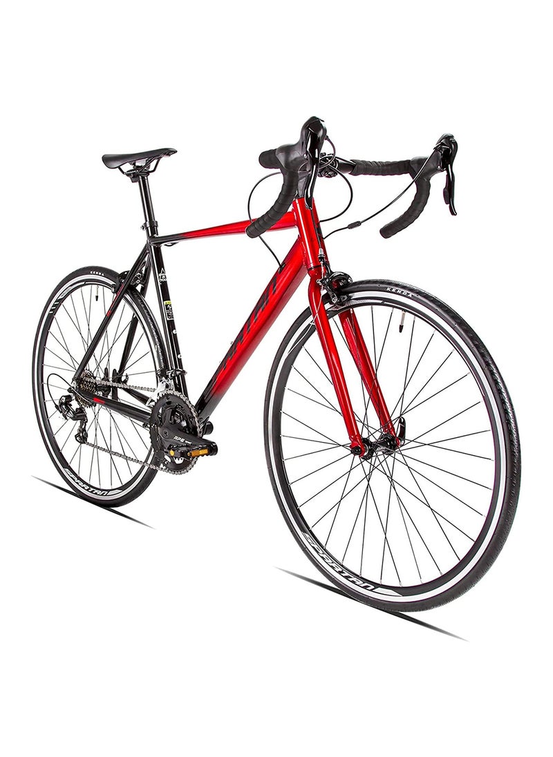 700c Peloton Road Bike| 28 inch wheel size | 14 Speed Shimano gear| for adults| Shadow Black & Lava Red