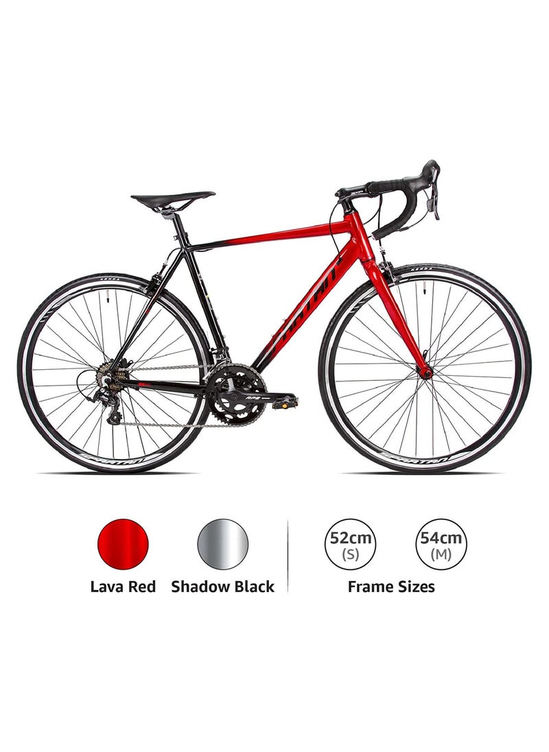 700c Peloton Road Bike| 28 inch wheel size | 14 Speed Shimano gear| for adults| Shadow Black & Lava Red
