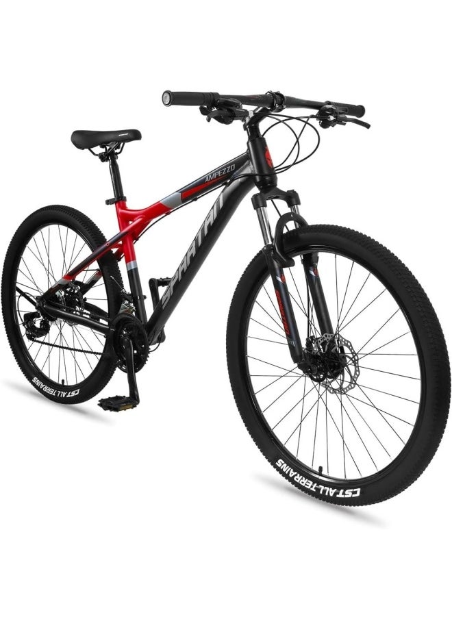 Ampezzo Men's Mountain bike| 27.5 inch wheel size |21 Speed Shimano gear| for Adult | Red