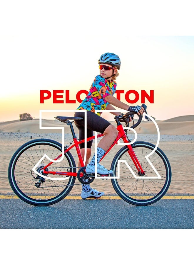 Jr Peloton Road Bicycle for Youth | 24 inch wheel size | 8 Speed Shimano gear| For teens and adults|Red