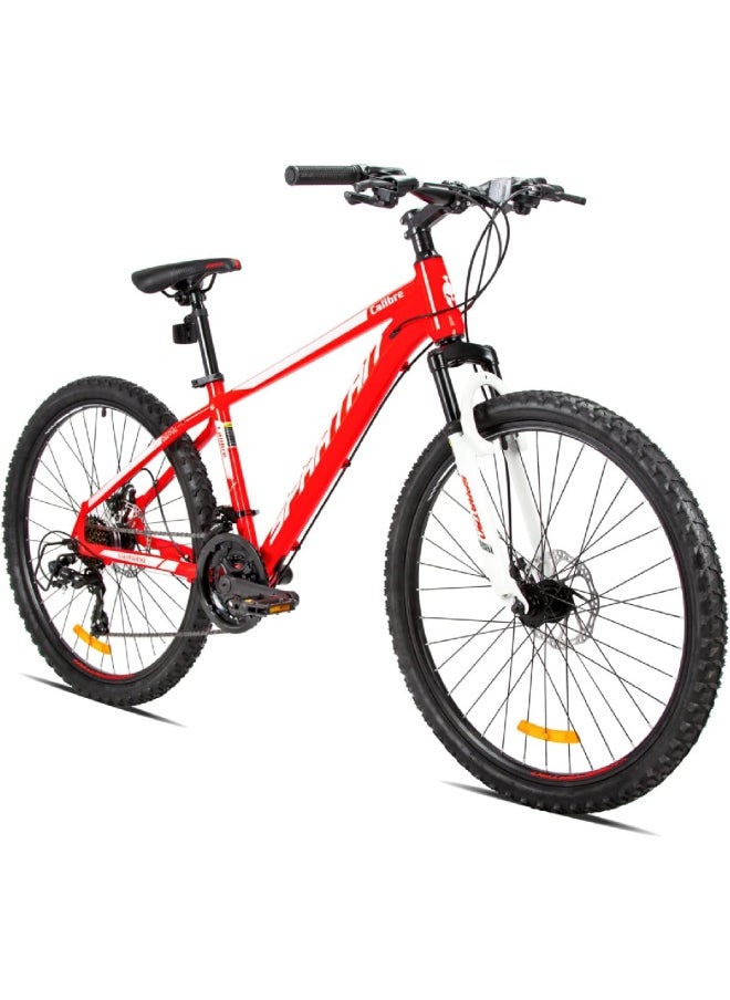Calibre Hardtail Mountain Bicycle| 26 inch wheel size| 21 speed Shimano gear | For adults| Red