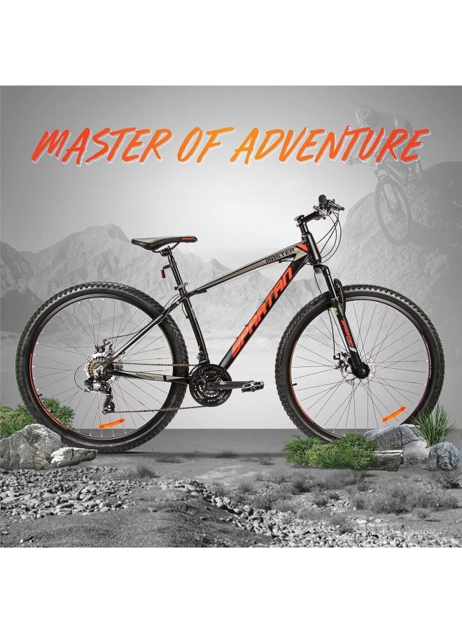 Master Hardtail Mountain Bike| 29 inch wheel size| 21 speed Shimano gear | For Adult | Charcoal Black