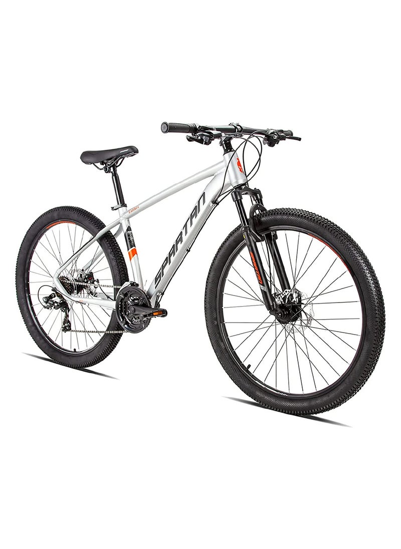 Calibre Hardtail Mountain Bicycle| 24 inch wheel size| 21 speed Shimano gear | For teens and adults| Satin Silver