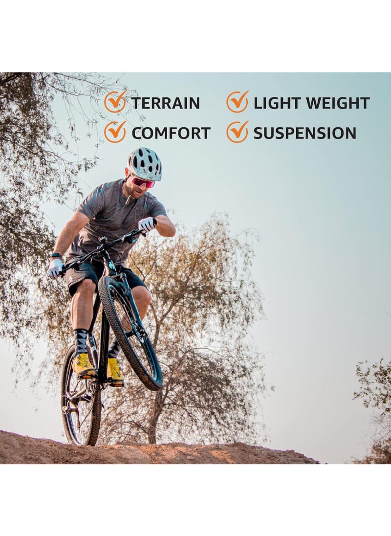 Calibre Hardtail Mountain Bicycle| 24 inch wheel size| 21 speed Shimano gear | For teens and adults| Satin Silver