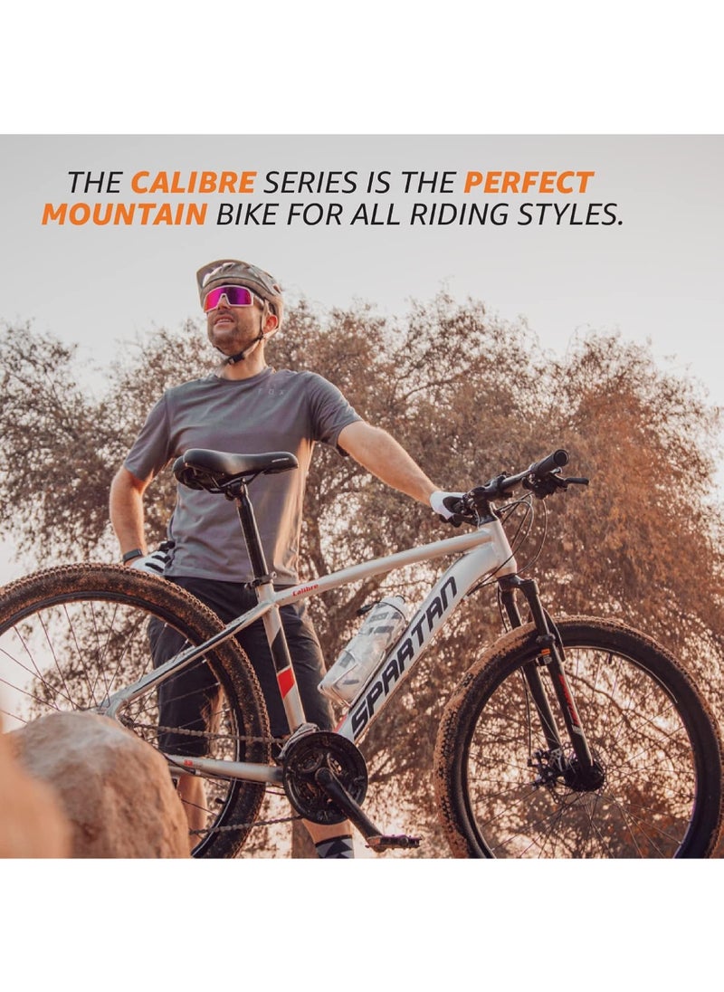 Calibre Hardtail Mountain Bicycle| 24 inch wheel size| 21 speed Shimano gear | For teens and adults| Satin Silver