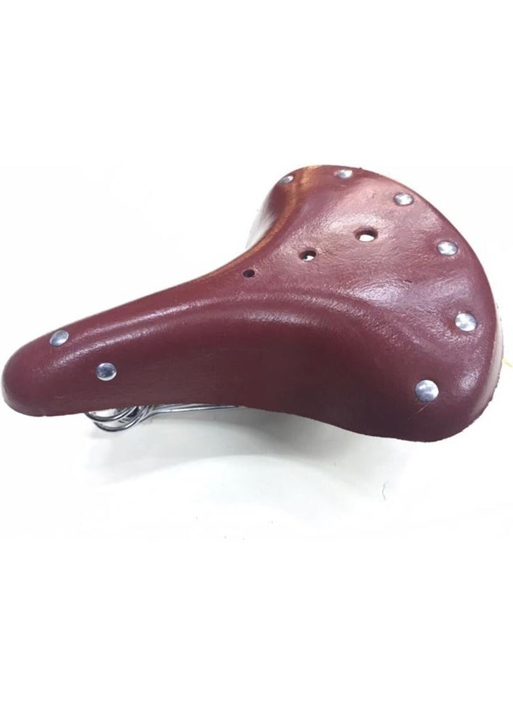 Bicycle Saddle Leather Inn Brown Chrome Spring Retro
