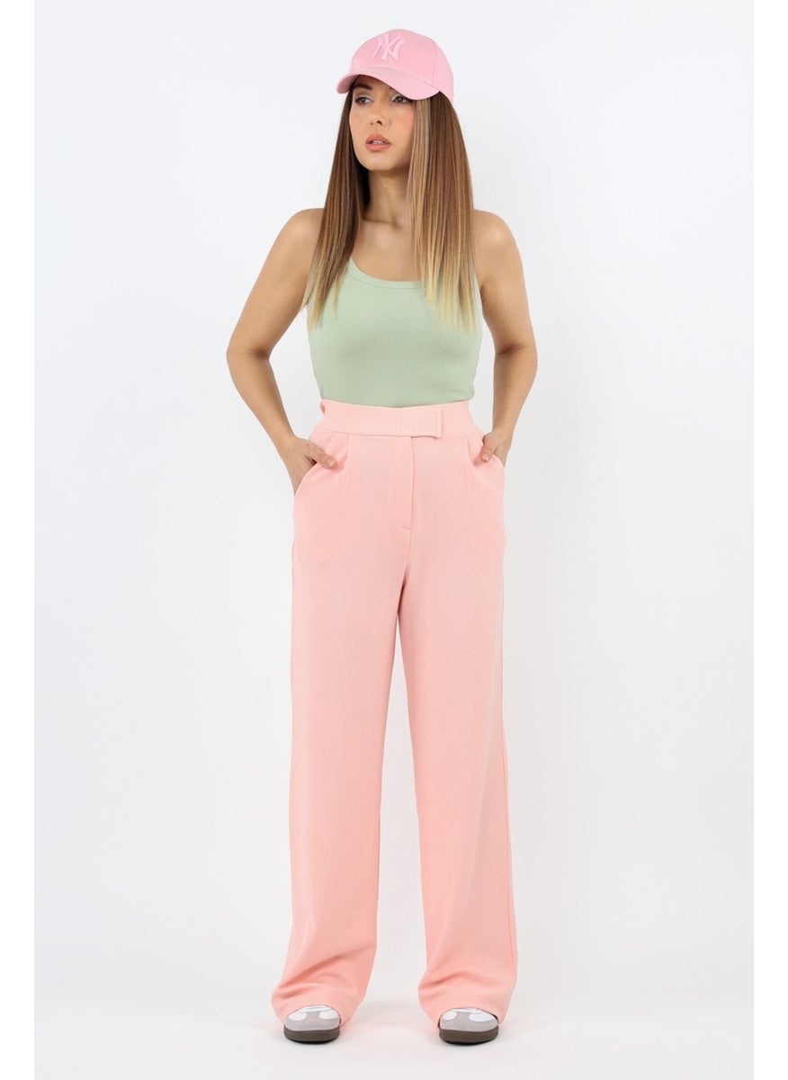 Line Women's Lycra Velcro Closure Salmon Palazzo Trousers