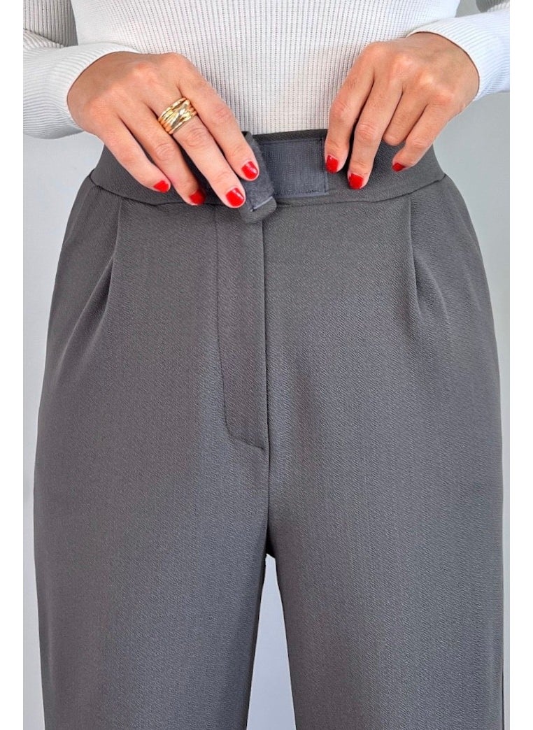 Line Women's Lycra Velcro Closure Anthracite Palazzo Trousers