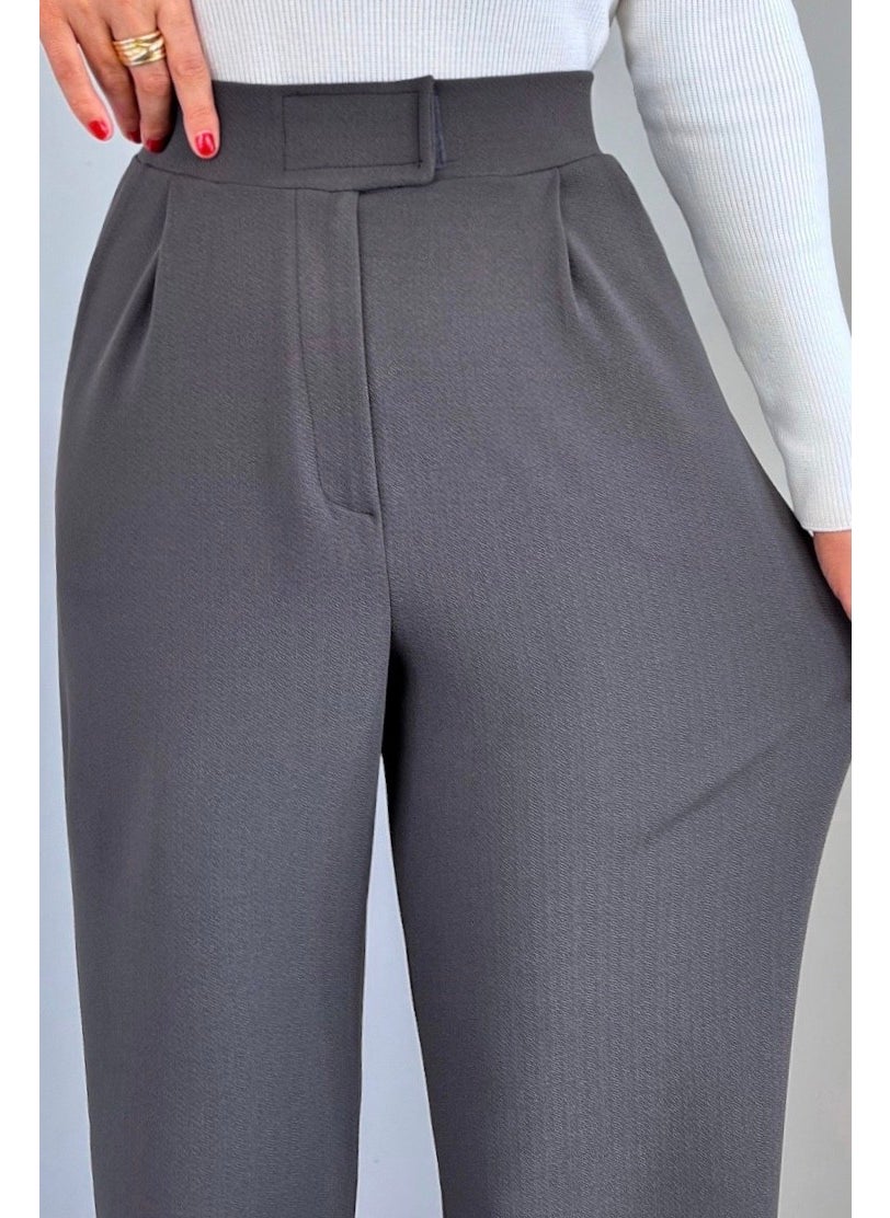 Line Women's Lycra Velcro Closure Anthracite Palazzo Trousers