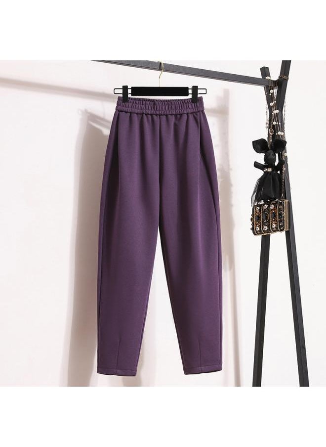 Autumn And Winter New Fleece-lined Thickened Radish Pants Women's Loose All-match Slimming Women's Cropped Grandma Pants Warm Pants