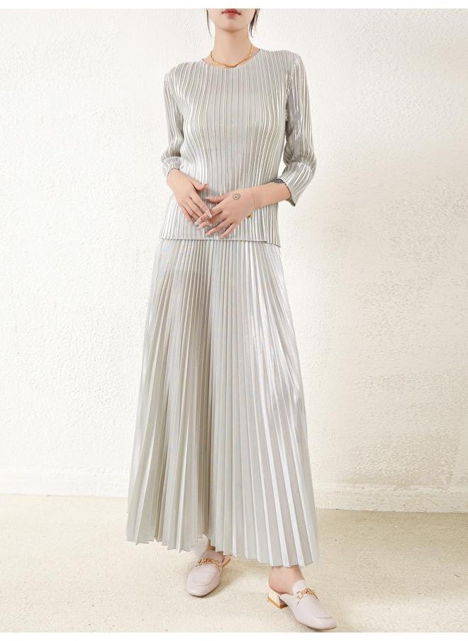 European And American Large Skirt Pants Wide Leg Pants Women's Autumn New Loose Metallic Bright Suit Women's Fashion High-end Women's Clothing