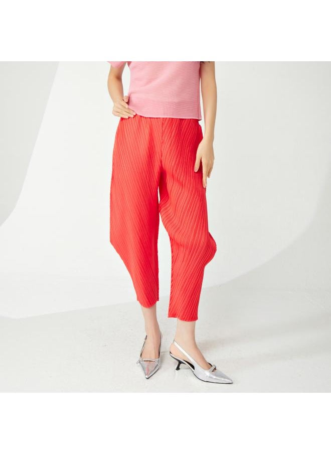 Sanzhai Main Line Casual Pants Women's Spring Women's Small High-end Loose Cropped Versatile Pleated Harem Pants