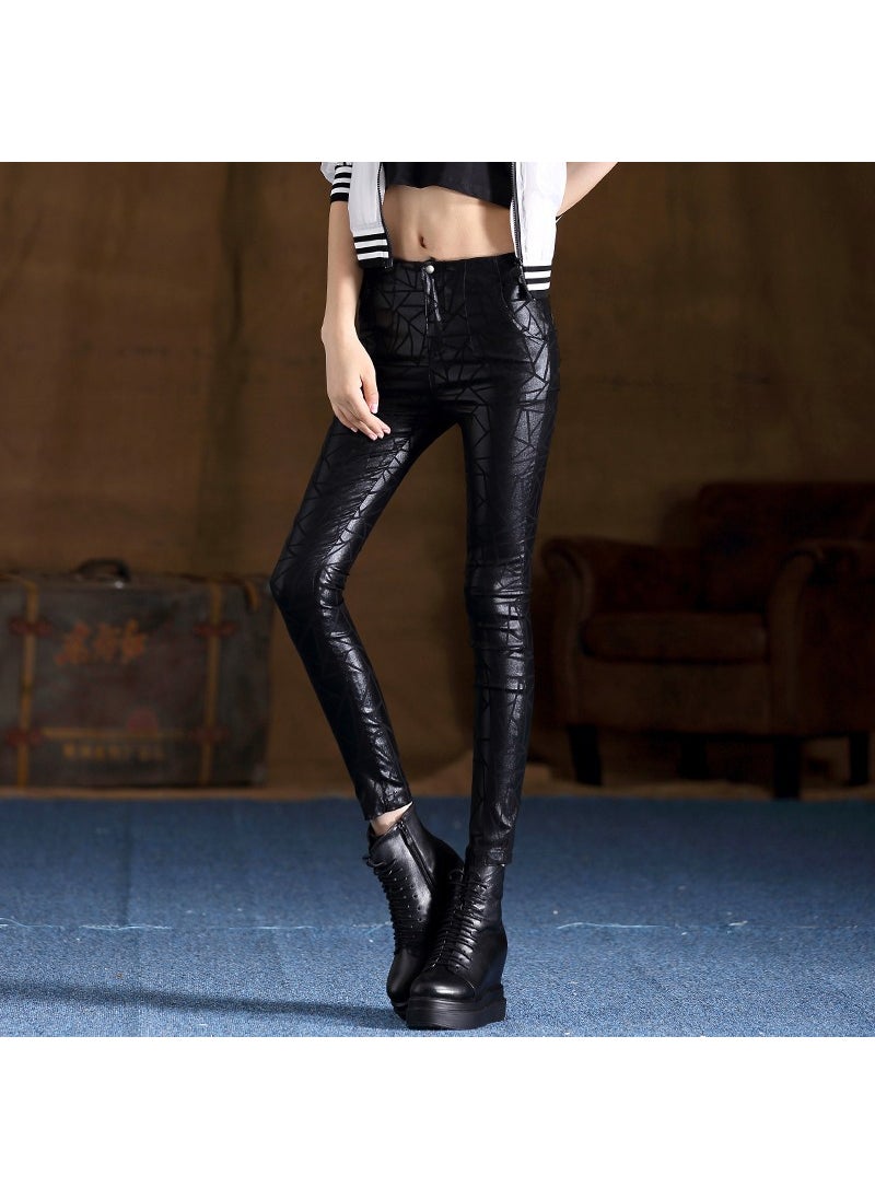High-waisted Womens Fashionable Slimming Elastic Long Pants For Spring/autumn Outer Wear Black single style