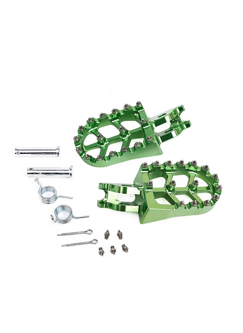 CNC Aluminum Extended Motorcycle Footrests Green left and right rear pedals 1 pair
