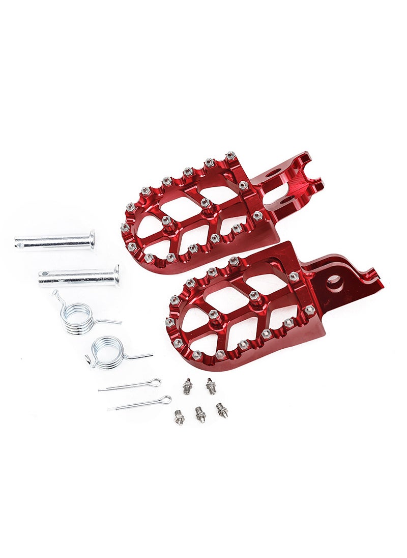 CNC Aluminum Extended Motorcycle Footrests Red left and right rear pedals 1 pair