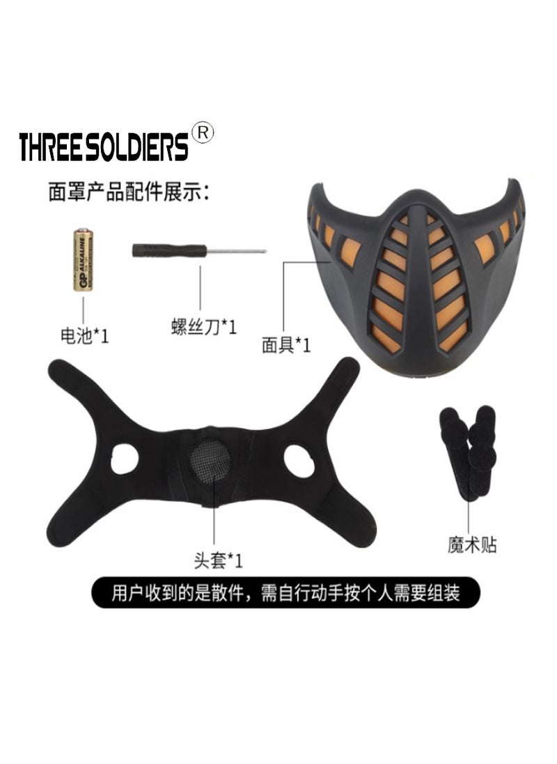 Punk Tactical Half Face LED Light Face Mask For Halloween Bar Ball Decorative Props Motorcycle Face Mask Black