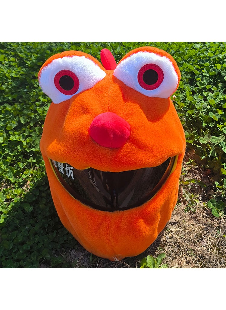 Cartoon Unisex Rabbit Fur Motorcycle Helmet Cover Protection Dinosaur Back Horn Series Streetwear Style Headgear Cover Orange