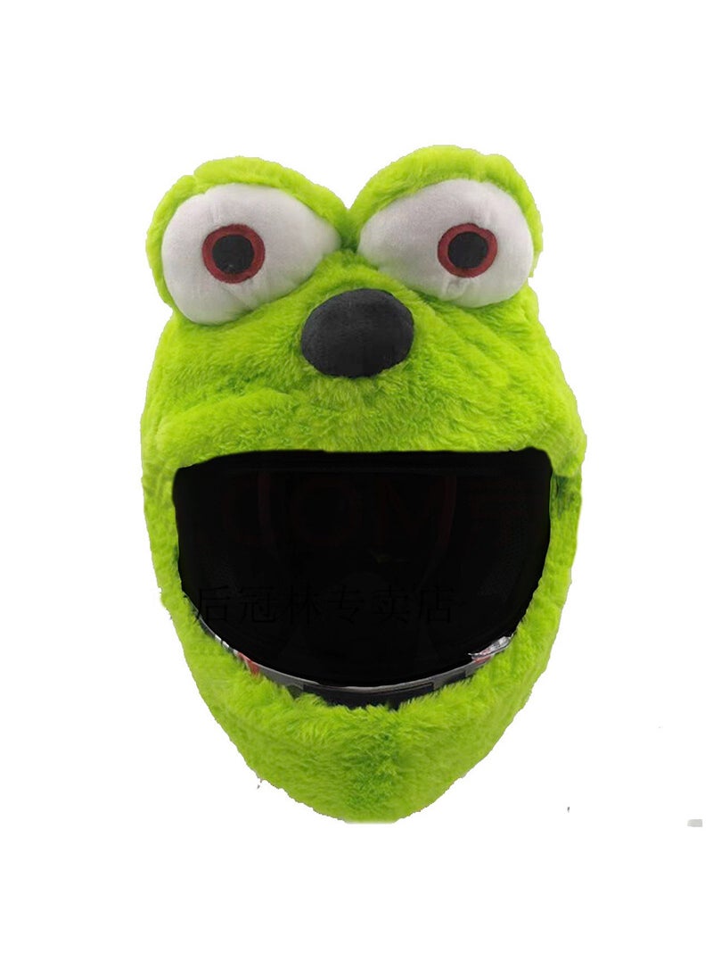 Cartoon Unisex Rabbit Fur Motorcycle Helmet Cover Protection Dinosaur Back Horn Series Streetwear Style Headgear Cover Green