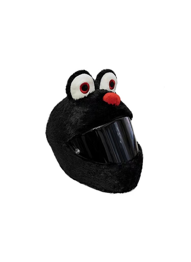 Cartoon Unisex Rabbit Fur Motorcycle Helmet Cover Protection Dinosaur Back Horn Series Streetwear Style Headgear Cover Black