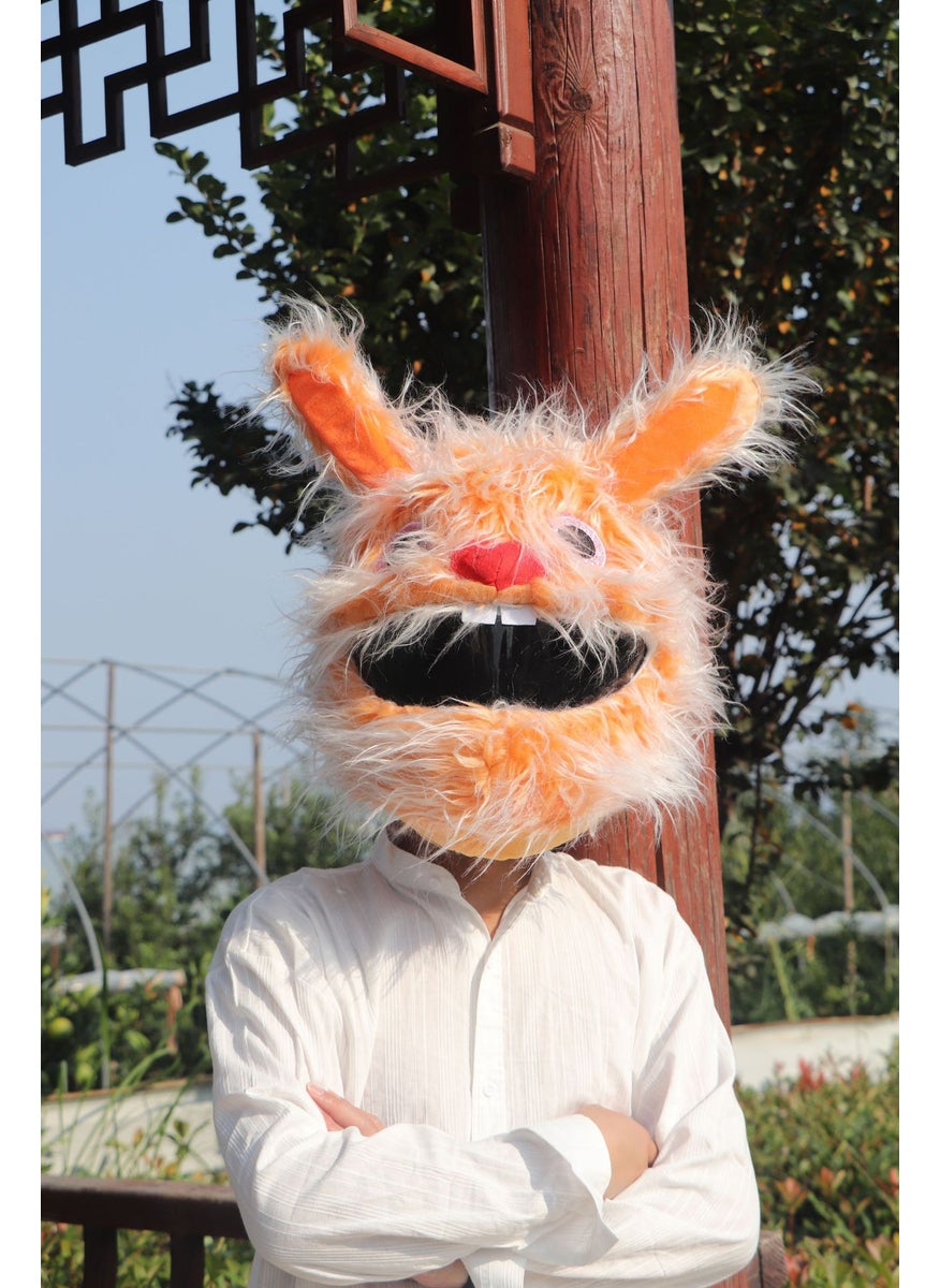 Crazy Rabbit Cartoon Plush Helmet Cover orange