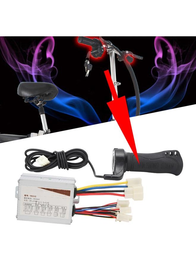 24V500W Brush Electric Bike Controller and Long Line Thumb Throttle Grip Accessory