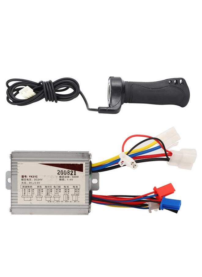 24V500W Brush Electric Bike Controller and Long Line Thumb Throttle Grip Accessory
