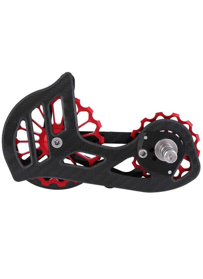 Road Bike Carbon Fiber Large Guide Wheel Bicycle Rear Derailleur Guidewheel (7000 Black & Red)