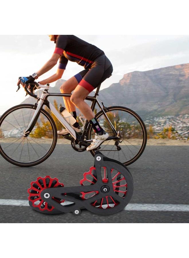 Road Bike Carbon Fiber Large Guide Wheel Bicycle Rear Derailleur Guidewheel (7000 Black & Red)