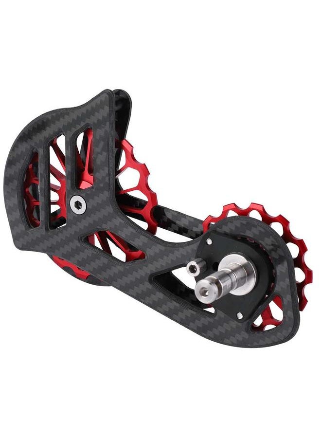 Road Bike Carbon Fiber Large Guide Wheel Bicycle Rear Derailleur Guidewheel (7000 Black & Red)