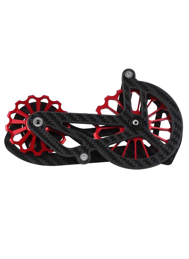 Road Bike Carbon Fiber Large Guide Wheel Bicycle Rear Derailleur Guidewheel (7000 Black & Red)
