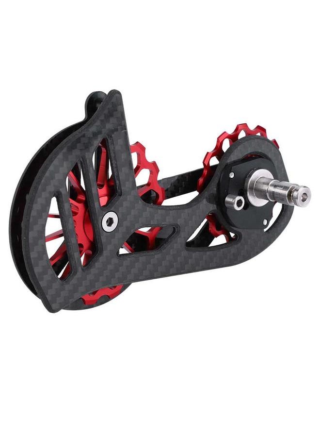 Road Bike Carbon Fiber Large Guide Wheel Bicycle Rear Derailleur Guidewheel (7000 Black & Red)