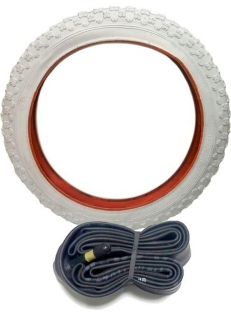 Bicycle 16 Rim White Outer and Inner Tyre Set