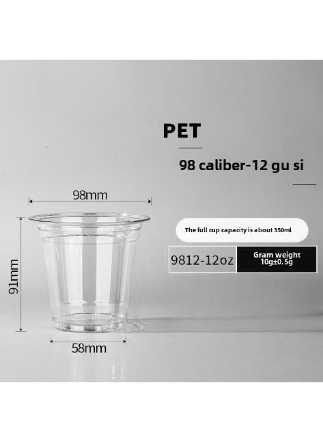 98 Caliber Multi-style High Transparent Milk Tea Cup Disposable PET Coffee Cold Drink Cup And Various Transparent Lids-Colour:Transparent 98-12oz-Capacity:501-600ml