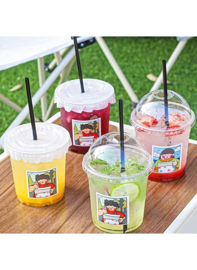 98 Caliber Multi-style High Transparent Milk Tea Cup Disposable PET Coffee Cold Drink Cup And Various Transparent Lids-Colour:Transparent 98-12oz-Capacity:501-600ml