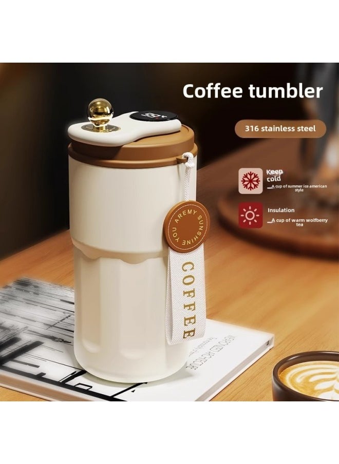 New Coffee Cup 316 Stainless Steel Thermos Cup Portable Girl Car Accompanying Gift Cup Custom Wholesale-Color:Smart Book-Capacity:420ml