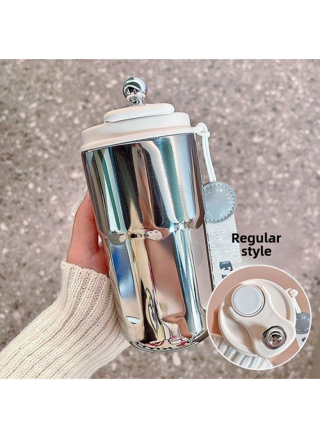 New Coffee Cup 316 Stainless Steel Thermos Cup Portable Girl Car Accompanying Gift Cup Custom Wholesale-Color:Ordinary Steel Color-Capacity:420ml