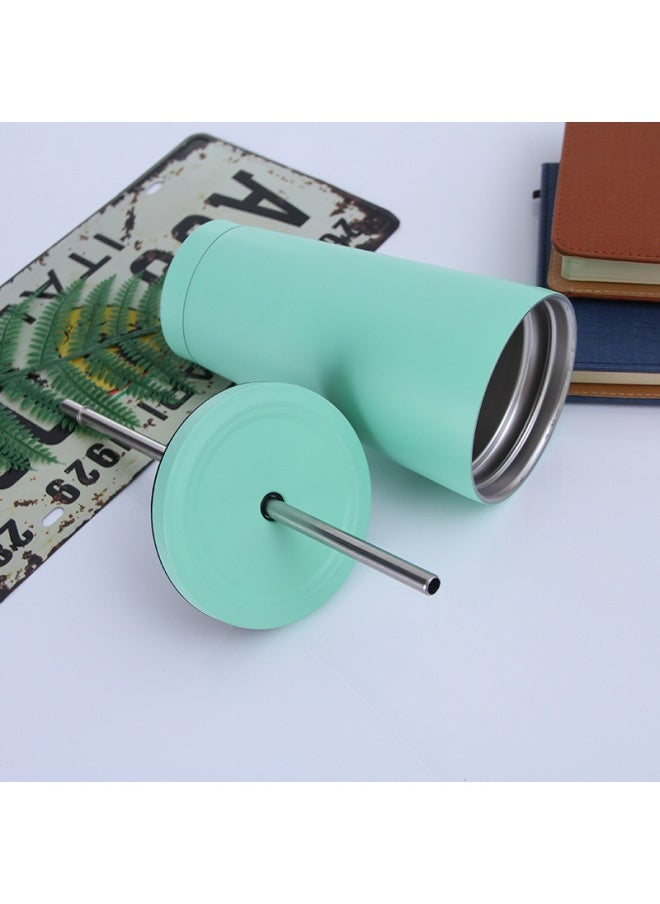 Double Layer 304 Stainless Steel Suction Tube Cup Creative Car Vacuum Coffee Cup Men's And Women's Solid Color Fashion Thermal Insulation Cup-Color:Style 2-Capacity:401-500ml