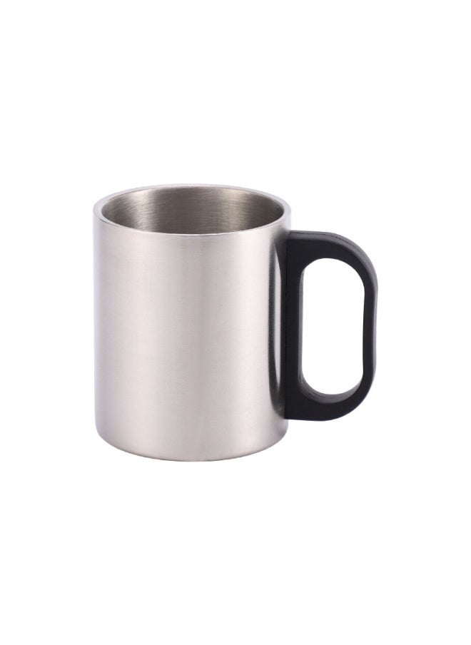 Stainless Steel Double-layer Water Cup Mountaineering Cup Portable Outdoor Sports Cup Camping Portable Cup Mug-Colour:304 Stainless Steel Plastic Handle-Capacity:220ml
