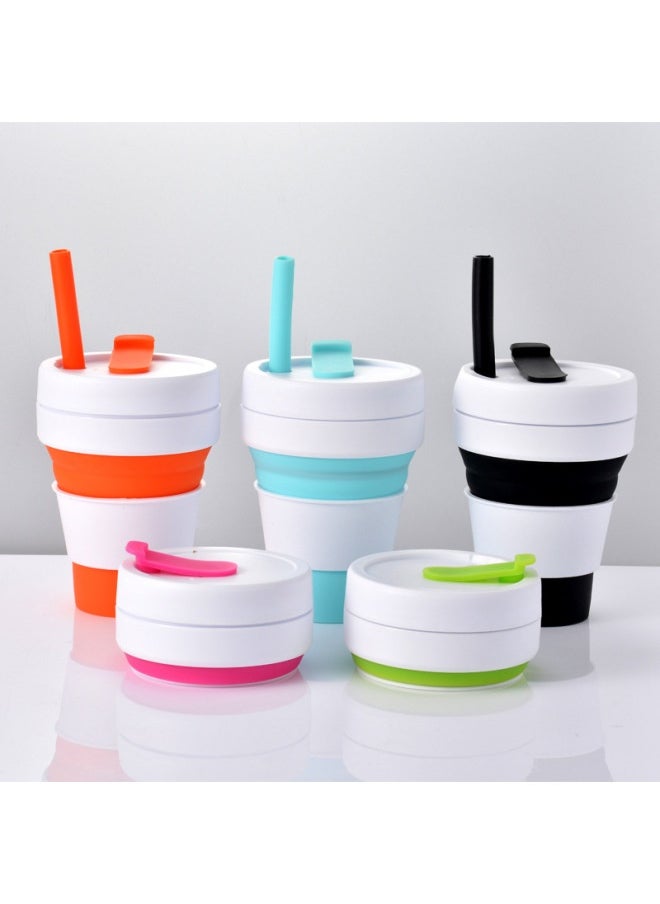 Outdoor Travel Portable Foldable Silicone Coffee Cup Creative Gift Silicone Sports Cup Retractable Mug-Color:Grey-Capacity:301-400ml