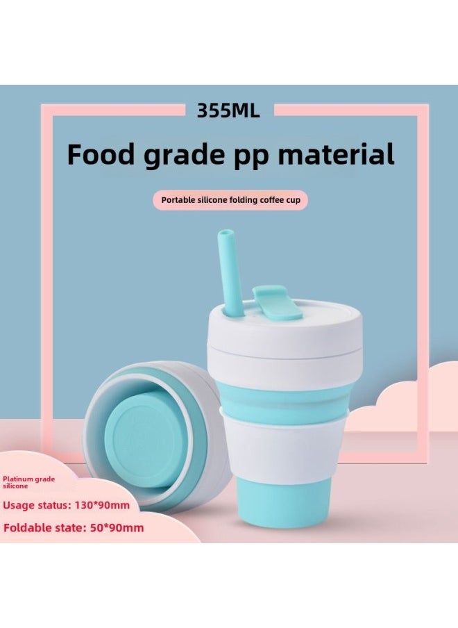 Outdoor Travel Portable Foldable Silicone Coffee Cup Creative Gift Silicone Sports Cup Retractable Mug-Color:Grey-Capacity:301-400ml