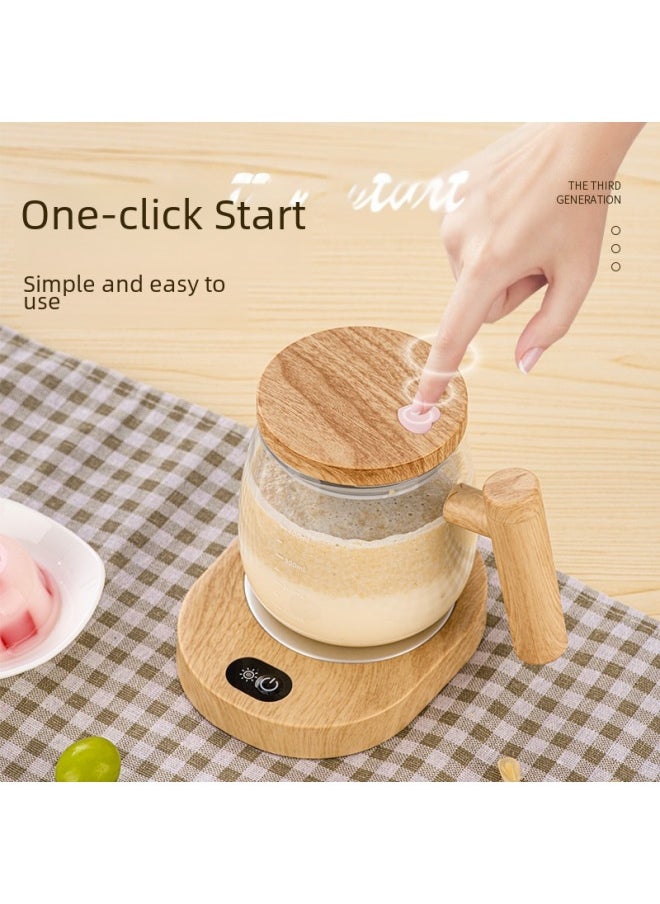 Automatic Stirring Coffee Mug High Aesthetic Electric Maple Wood Color Mixing Cup Durable Kitchen Tableware-Color:Cup Body-Rainbow Blue (rechargeable)-Capacity:400ml